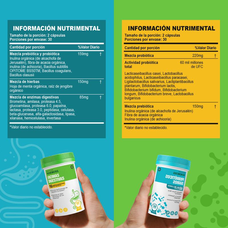Probióticos 60 Mil Millones + 16 Enzimas