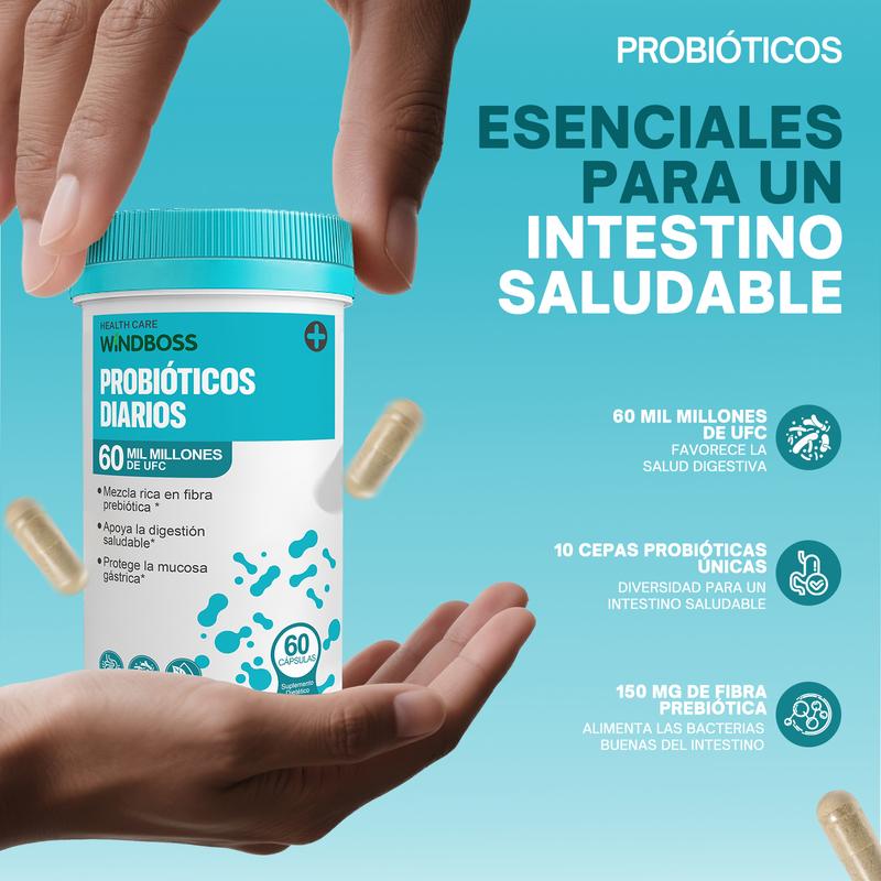 Probióticos 60 Mil Millones + 16 Enzimas